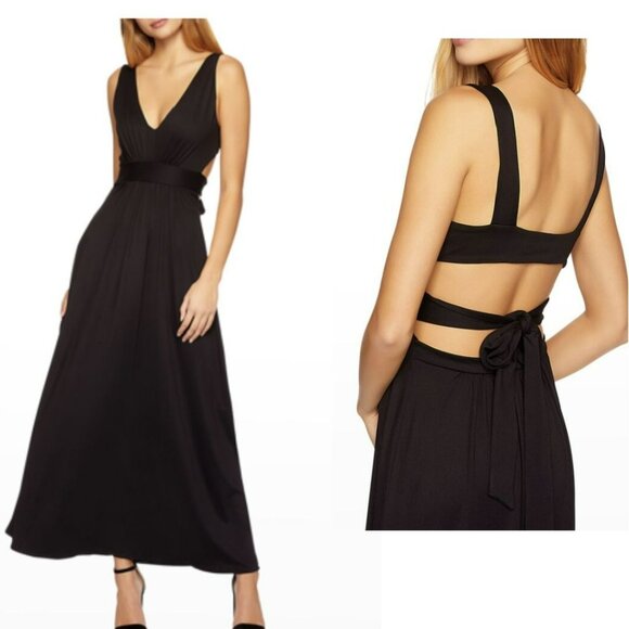 Susana Monaco Black Jersey Maxi Tie Back V-Neck Size Small NWT - Picture 1 of 8
